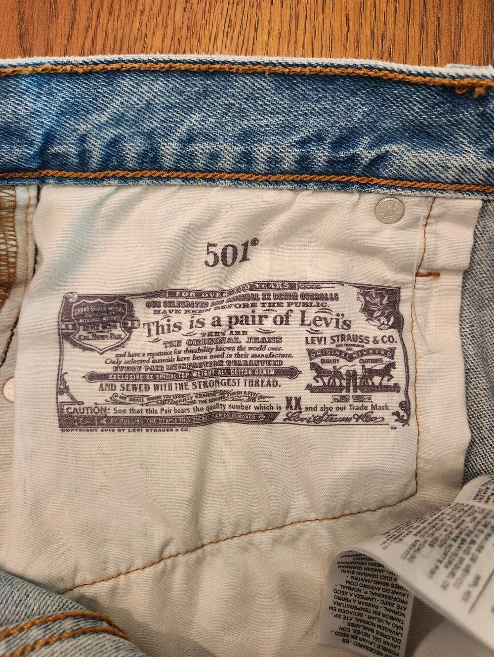 Levi's 501 Distressed Cut Off Denim Shorts Blue Size 30 - Picture 5 of 7